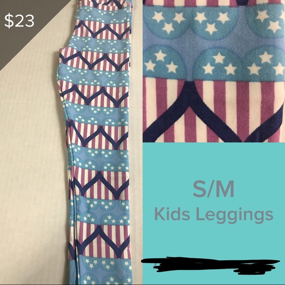 LuLaRoe Kids Leggings S//M Small Medium Purple Green Design